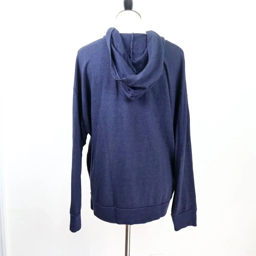 Sundry Size 4 / XL Star Print Graphic Hoodie French Terry Navy Blue - Picture 5 of 11